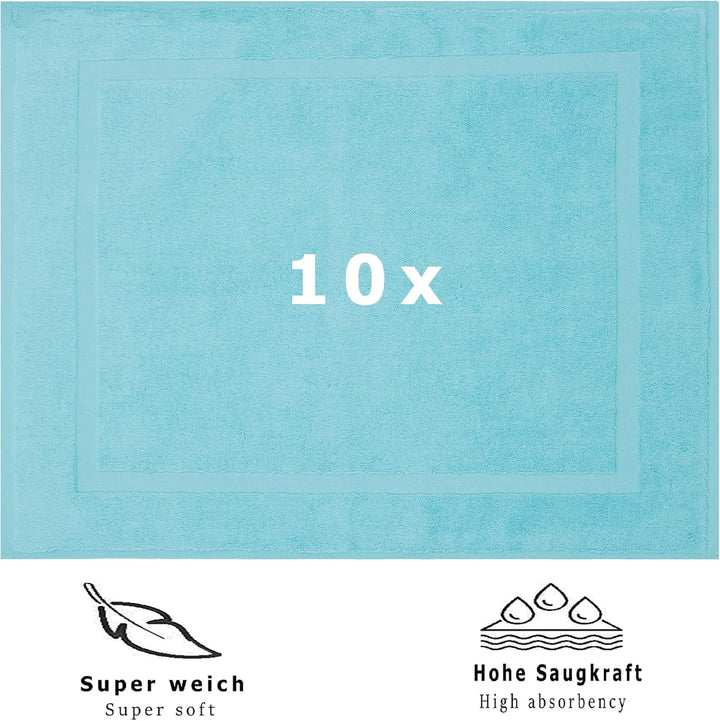 Betz Badvorleger Premium 10 Stück 50×70 cm – Badematte aus 100% Baumwolle (ca. 650 g/m²), saugstark