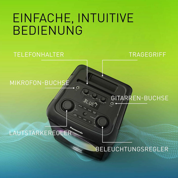 Panasonic SC-BMAX5E-K Tragbarer Party-Lautsprecher mit Bluetooth, integrierter Beleuchtung, 75 W, US