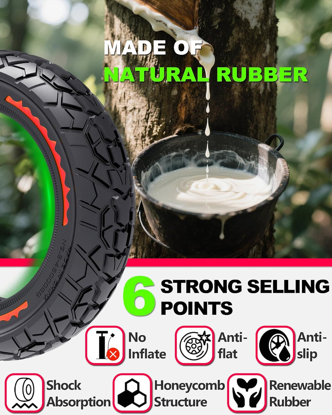 2PCS E Scooter Reifen 9.5x2.5-6.1 Tubeless, Werten Sie Ihr Scooter auf mit Reifen 9.5x2.5, Vollgummi