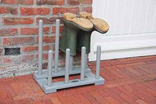 Esschert Design Stiefelhalter, Schuhablage aus Holz in grau, ca. 42 cm x 26 cm x 42 cm, Grau
