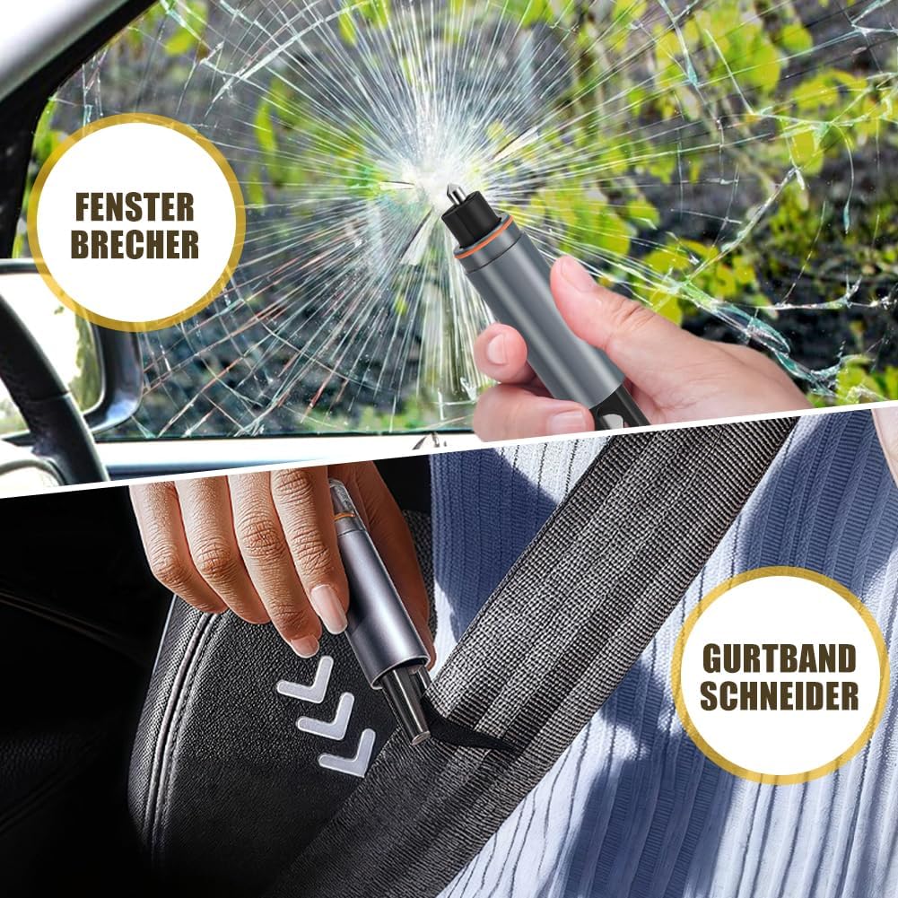 Auto Sicherheitshammer, Automotive Gurtschneider Notfallhammer, 4 Stück Glasbrecher, 2 In 1 Gurtschn