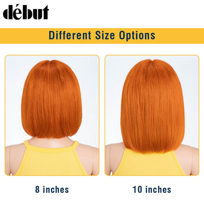 DÉBUT Glatte Bob Perücke, Echthaar, T-Teil, Spitzenfront, Bob-Perücke, vorgezupft, mit Babyhaar, 150