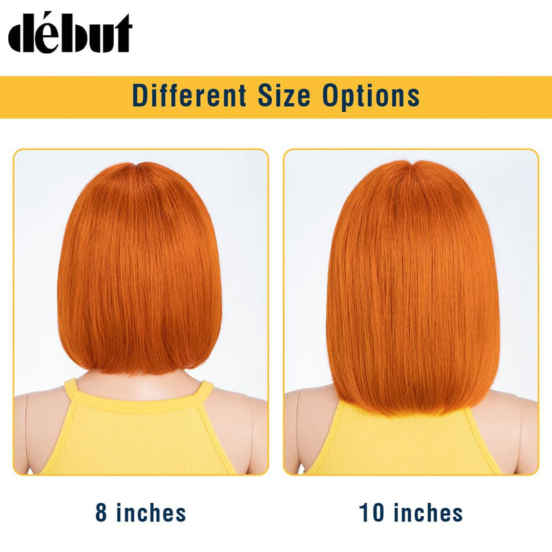 DÉBUT Glatte Bob Perücke, Echthaar, T-Teil, Spitzenfront, Bob-Perücke, vorgezupft, mit Babyhaar, 150