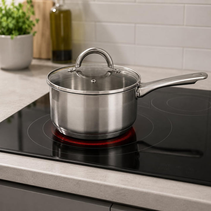 Kochtopf mit Deckel und Griff 0.5 Liter 12cm kb-7131 Edelstahl 0,5 Liter, 0,5 Liter