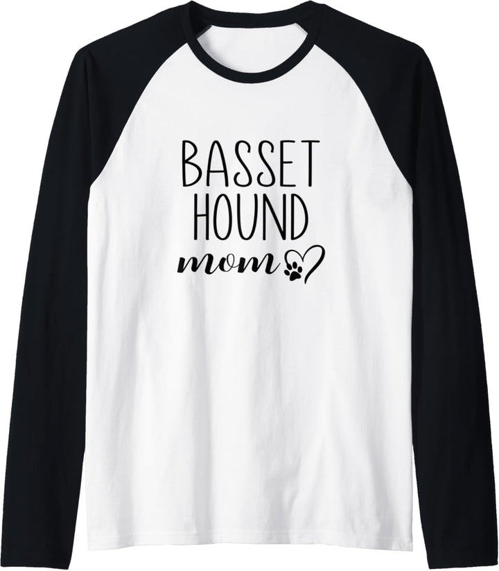 Dog Paw Print Heart Basset Hound Mom Raglan