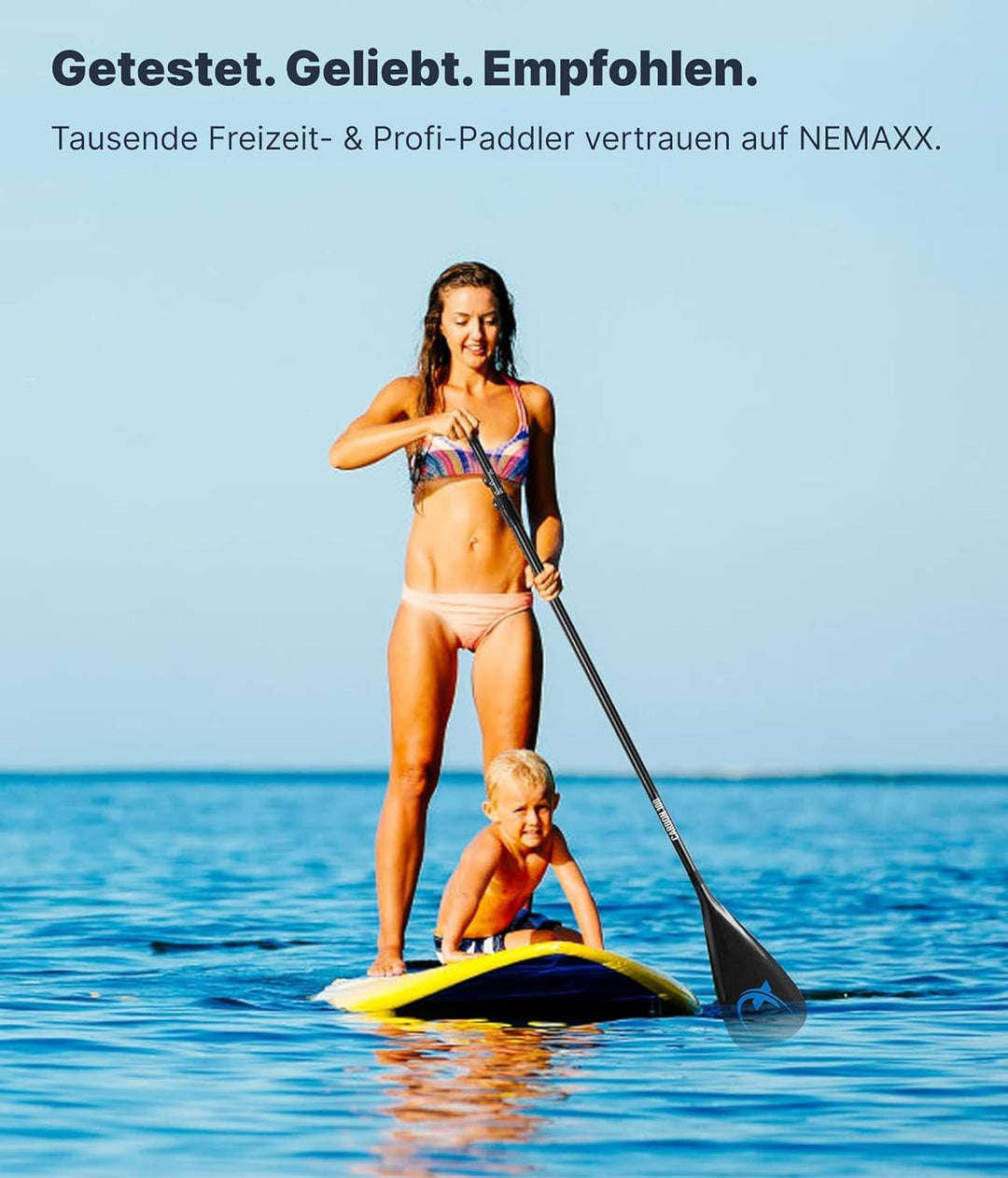 Nemaxx NCP100 Carbon Paddel 3-teilig für Stand Up Paddle Board, Profi Stechpaddel SUP Paddelblatt ve
