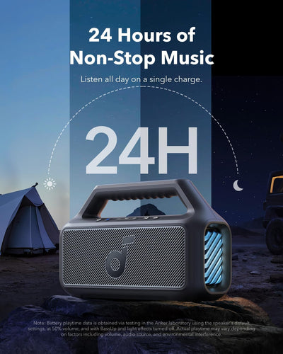 soundcore by Anker, Boom 2 Outdoor-Lautsprecher, 80W, Subwoofer, BassUp 2.0, 24h Akku, IPX7 Wasserdi