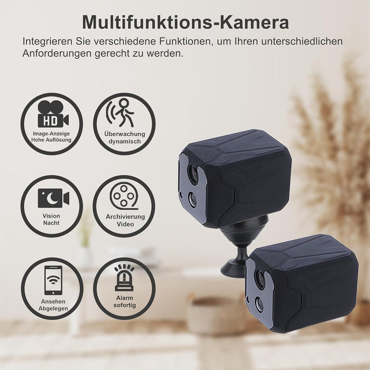 ZHENHAN Mini Kamera,2.4 GHz WLAN Überwachungskamera Innen Akku mit Nachtsicht, Kamera überwachung in