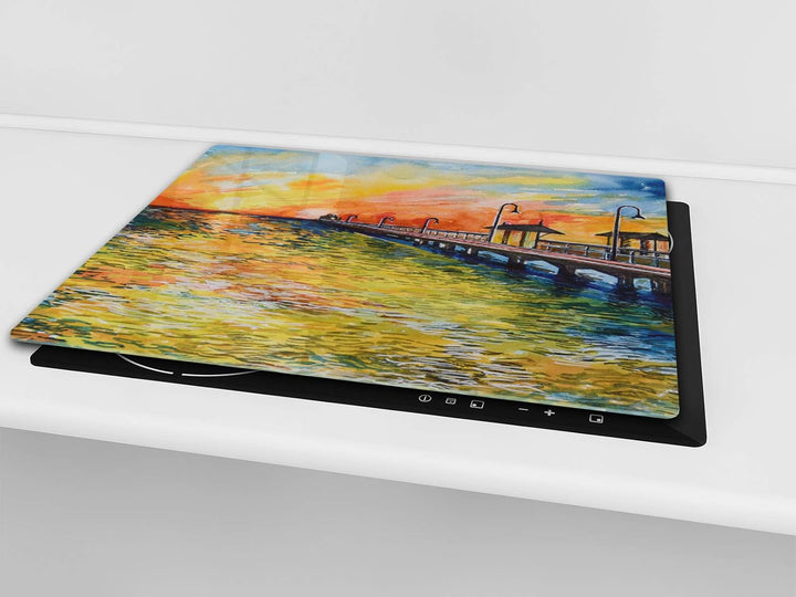 Küchenbrett aus Hartglas und Induktionskochplattenabdeckung – Schneideplatten SINGLE mit 60 x 52 cm