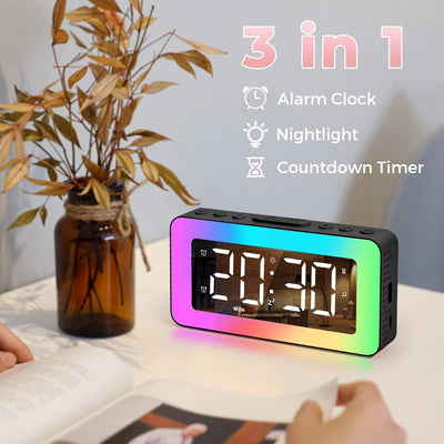 Sukeen Wecker Digital, Wecker Kinder Digital, Wecker Mit Licht, Digitaler Uhr Mit Doppelalarm, 8 Ein