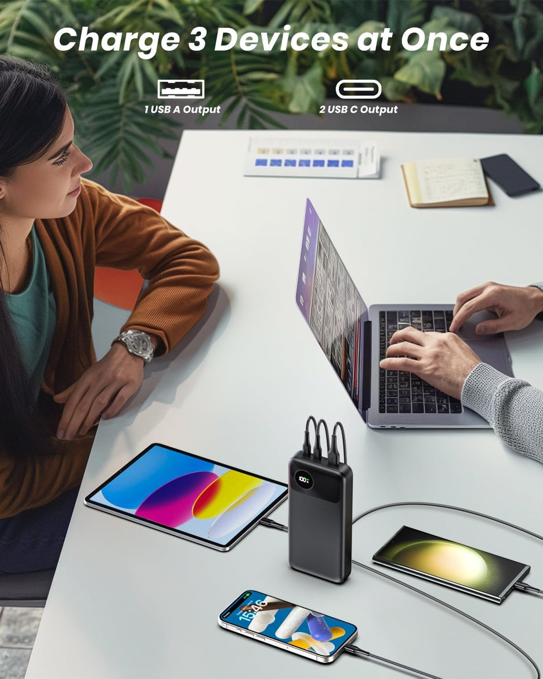 A ADDTOP Power Bank 20000mAh, 22, 5W Schnell Aufladende Powerbank mit USB-C Input & Outputs PD3.0 QC