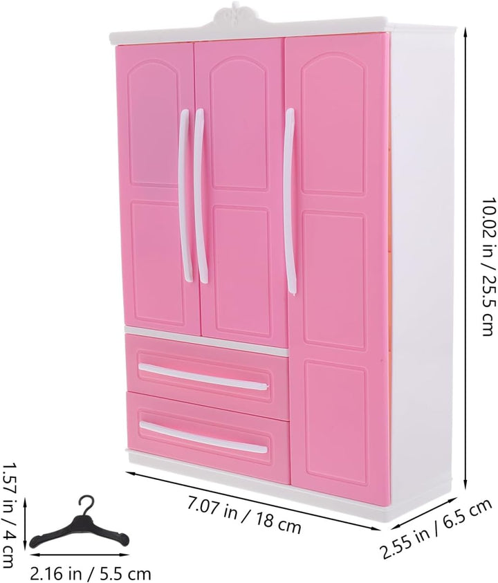 HEMOTON Puppen-Miniatur-kleiderschrank Mit Kleiderbügeln Für Spielzeug-kleideraufbewahrungsregal Für
