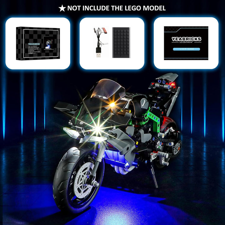 YEABRICKS LED Licht für Lego-42170 Technic Kawasaki Ninja H2R Motorrad Bausteine Modell (Lego Set Ni