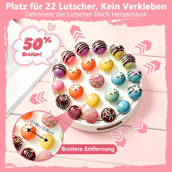2 Stück Cake Pop Ständer, 22 Löcher Transparent Acryl Lollipop-Halter mit 100 Cake Pop Stiele und 10