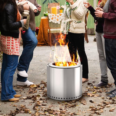 Onlyfire Outdoor Feuerschale aus Edelstahl, Holzbefeuerte Feuerstelle für Terrasse, Garten Camping 3