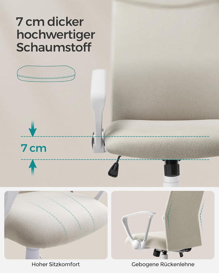 SONGMICS Bürostuhl, 2er Set, ergonomischer Schreibtischstuhl, Drehstuhl, gepolsterter Sitz, höhenver