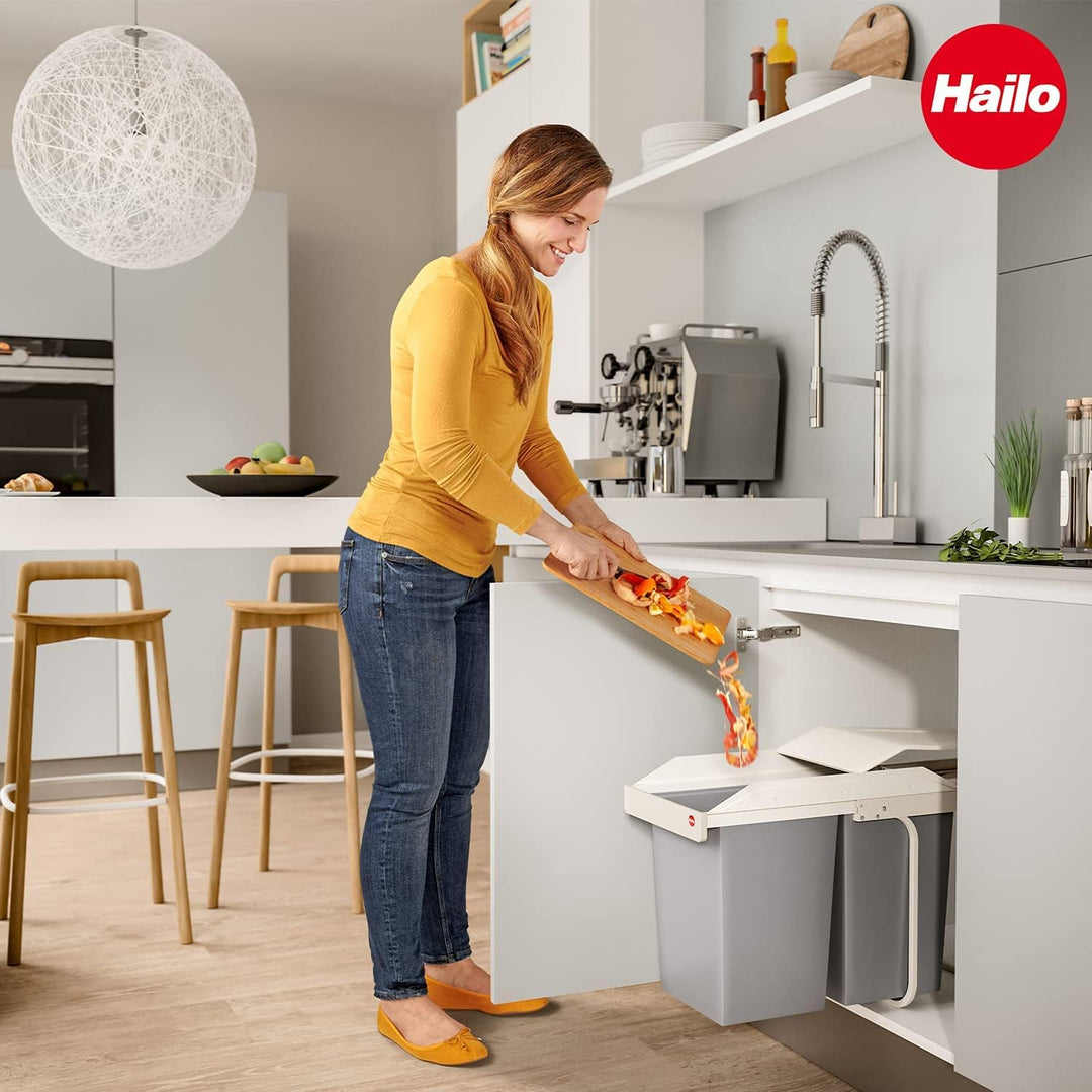 Hailo 3659-001 Multi-Box 2x15 Mülltrennungs-System S,, Weiss