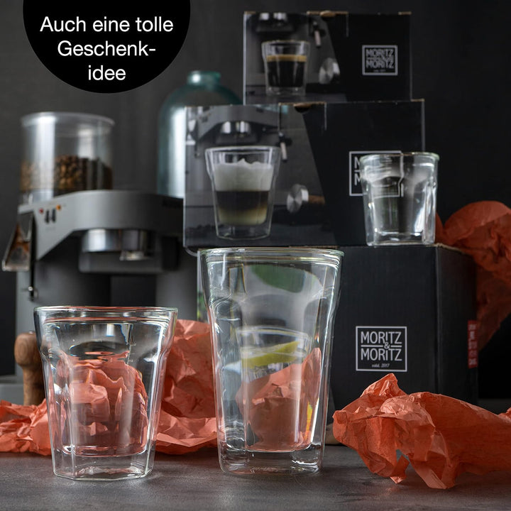 Moritz &amp; Moritz Gläser Set 4 x 280 ml Cappuccino Gläser Doppelwandig 280ml – Doppelwandige Gläser fü