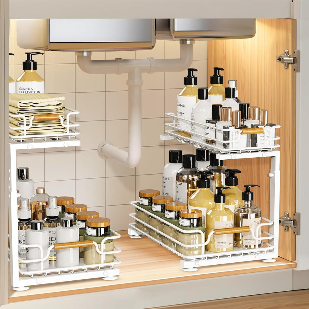 JYPS Schrank Organizer Küche, 2 Etagen Metall Spülschrank Organizer Unter Waschbecken Regal, Höhenve