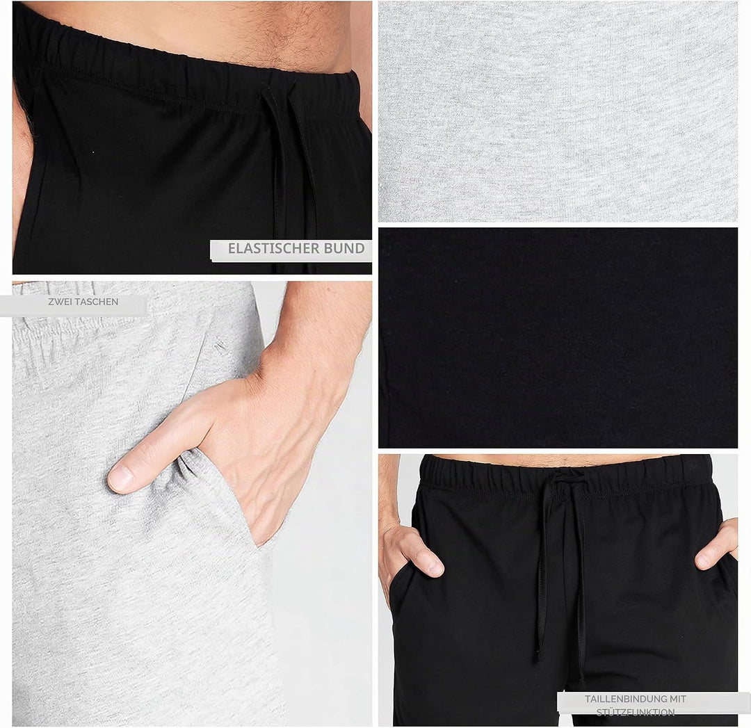 CityComfort Pyjama Shorts Herren, Kurze Schlafanzughose Herren mit Seitentaschen &amp; Elastischem Bund
