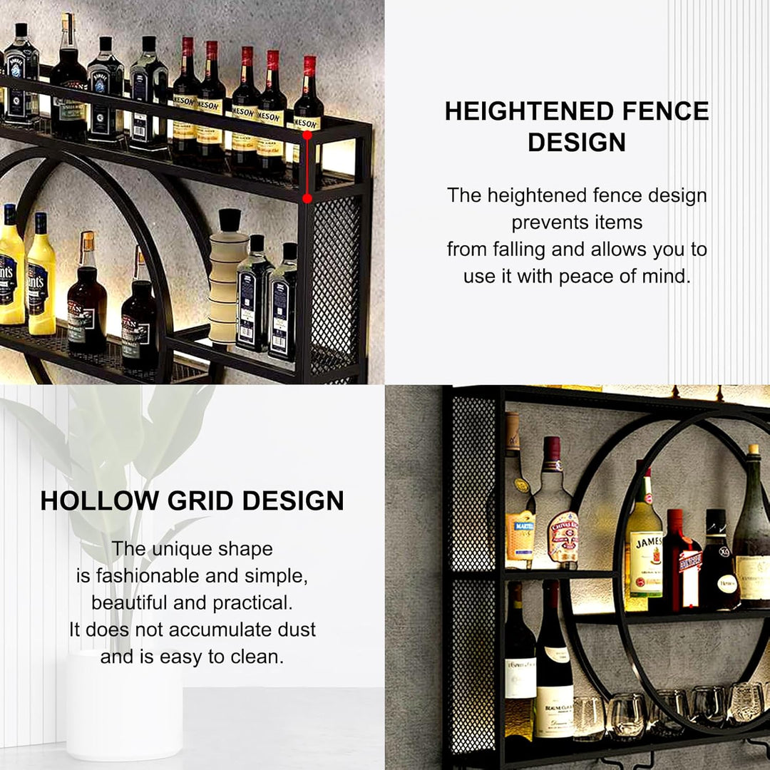 Generisch Modernes Weinregal Wand aus Metall, Bar Regal mit Glasregal, Wandmontage Wine Display-Stän