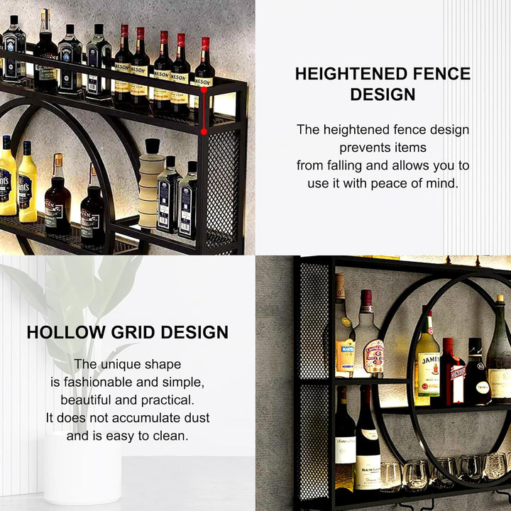 Generisch Modernes Weinregal Wand aus Metall, Bar Regal mit Glasregal, Wandmontage Wine Display-Stän