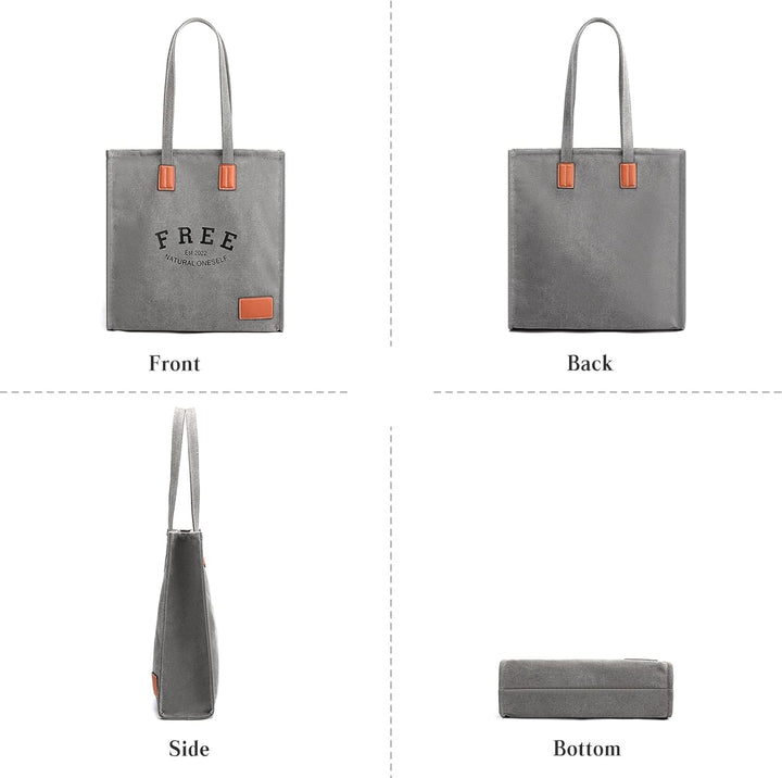 PORRASSO Retro Schultertasche Damen Segeltuch Handtasche Mädchen Tote Bag Shopper Henkeltasche für S