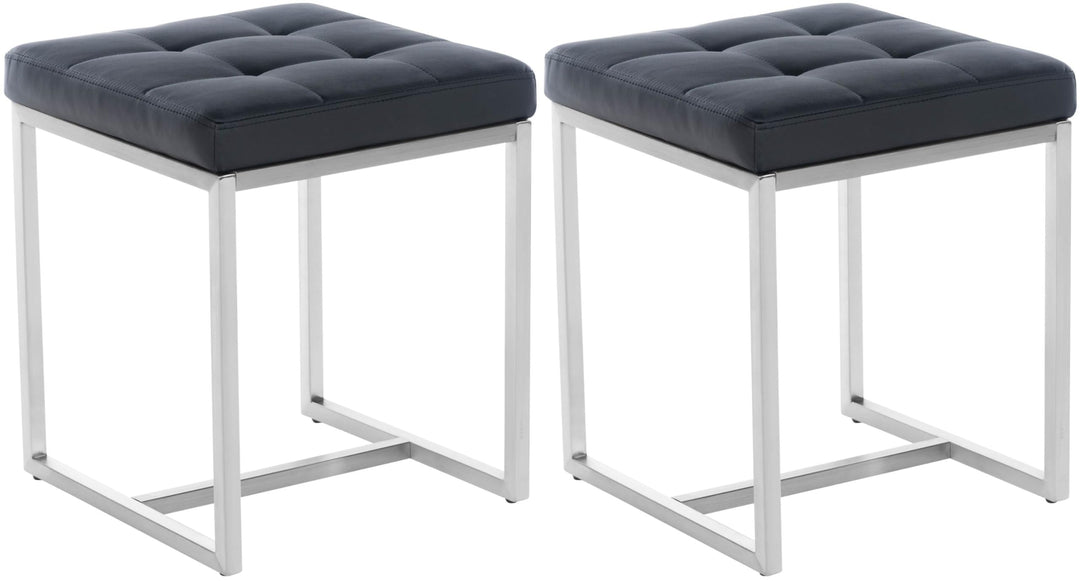 CLP 2er Set Edelstahl-Sitzhocker Barci Kunstleder I Moderne Hocker Mit Hochwertiger Polsterung Und B