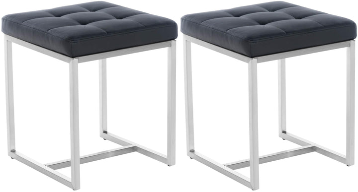 CLP 2er Set Edelstahl-Sitzhocker Barci Kunstleder I Moderne Hocker Mit Hochwertiger Polsterung Und B