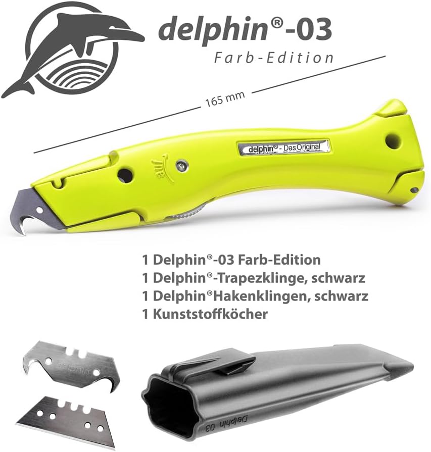 Delphin®-03 Farb Edition inkl. Klingen und Kunststoffköcher, Teppichmesser