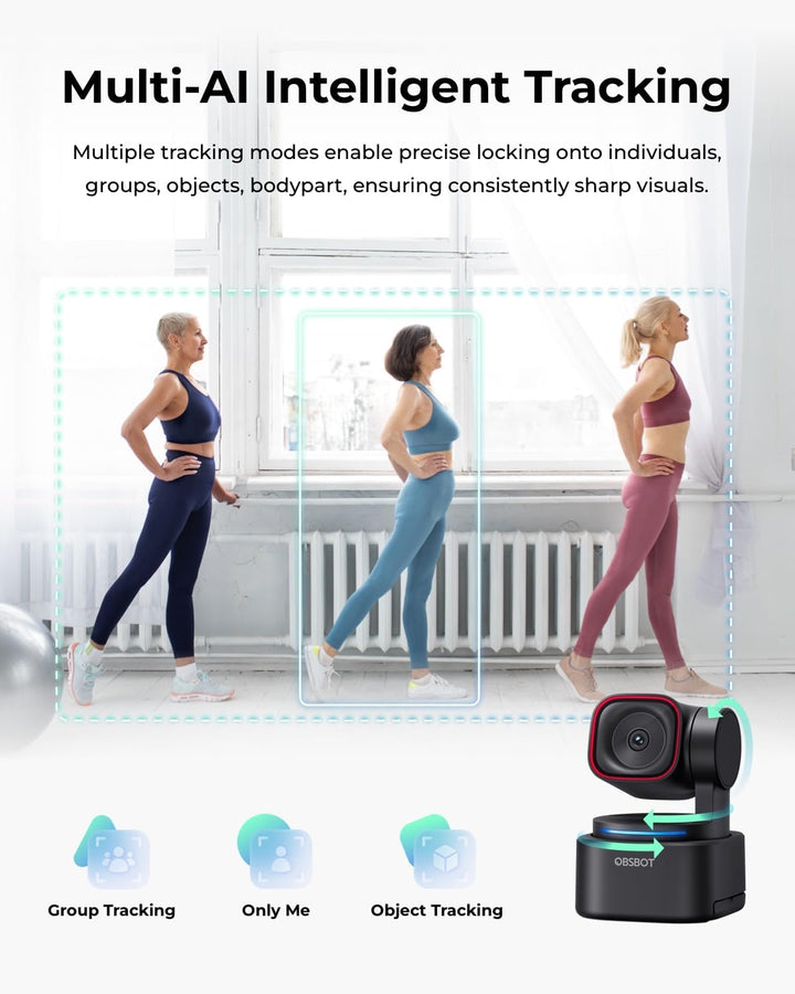 OBSBOT Tiny 3 Lite mit Stativ, 4K-Webcam Spatial Audio,Tri-Mikrofon-Array, PC-Kamera 120 fps HDR, mi