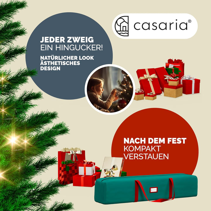CASARIA® Weihnachtsbaum künstlich 150cm mit Lichterkette 100 LED warm weiss inkl. Metallständer 360