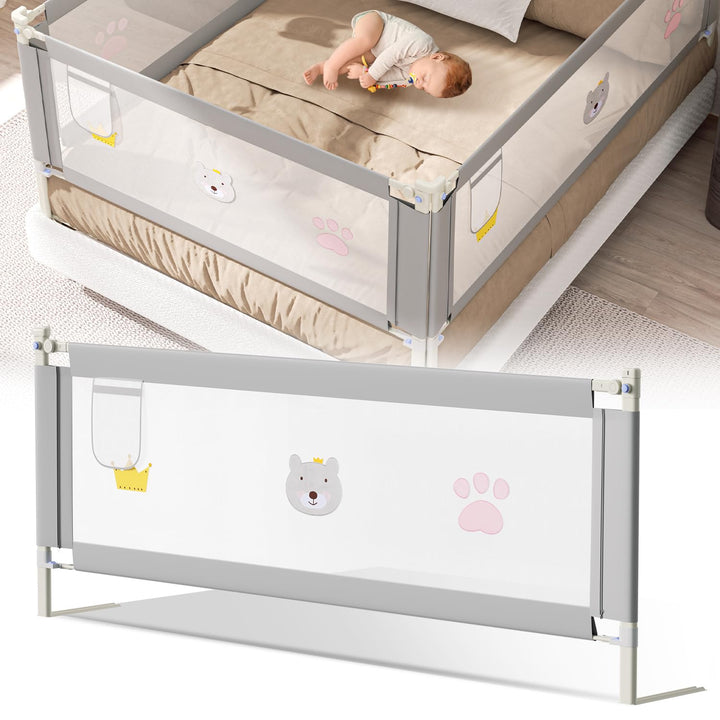Bettgitter für Kinder, Rausfallschutz Bett, Kinderbettgitter mit luftiges Netz, Sicheres & höhenvers