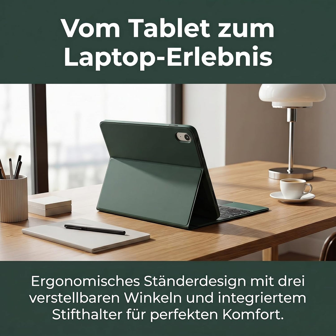Hülle Tastatur für iPad (A16) 11./10. Generation (2025/2022), (11/10.9 Zoll) - QWERTZ, 7 Farben Bele