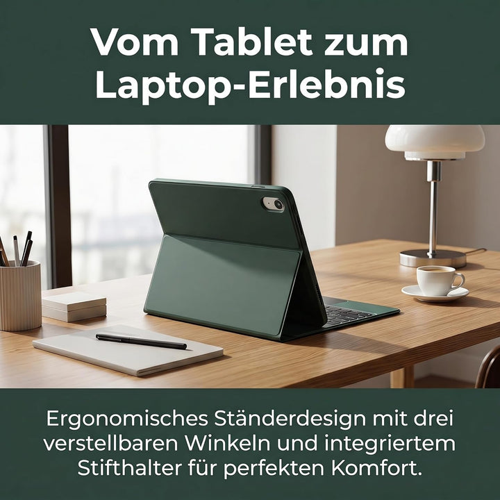 Hülle Tastatur für iPad (A16) 11./10. Generation (2025/2022), (11/10.9 Zoll) - QWERTZ, 7 Farben Bele