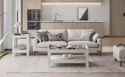Mondeer Couchtisch, Wohnzimmertisch mit Gehärtetem Glas Moderner Stil für Wohnzimmer Büro, B90 x H43