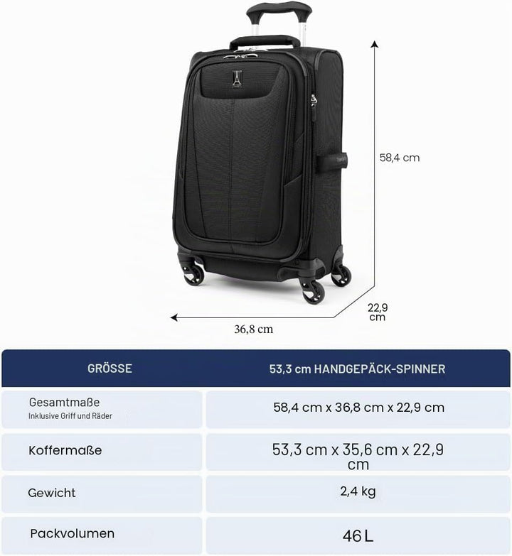 Travelpro Maxlite 5 Tragbarer Koffer, 53 cm, Schwarz (Schwarz) - 401176101, Schwarz