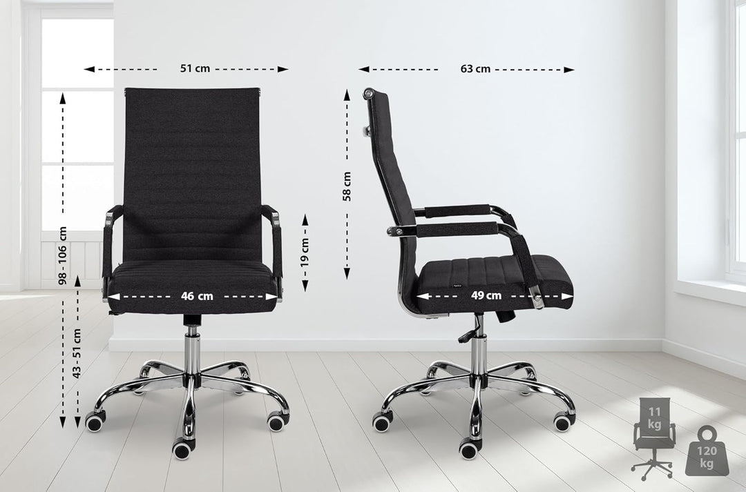 CLP Ergonomischer Bürostuhl Amadora I Höhenverstellbar, 360 Grad Drehstuhl I Kunstleder Oder Stoff B