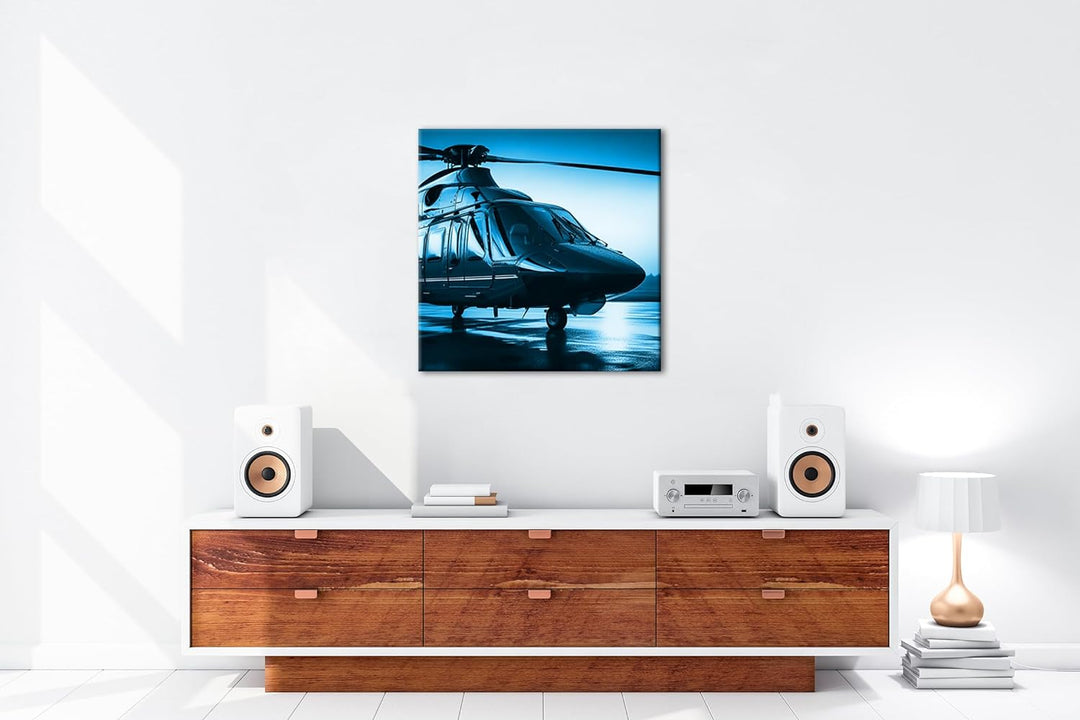 Notrufsignal über dem Meer im Format: 70x70 Effekt: Zeichnung als Leinwandbild, Motiv auf Echtholzra