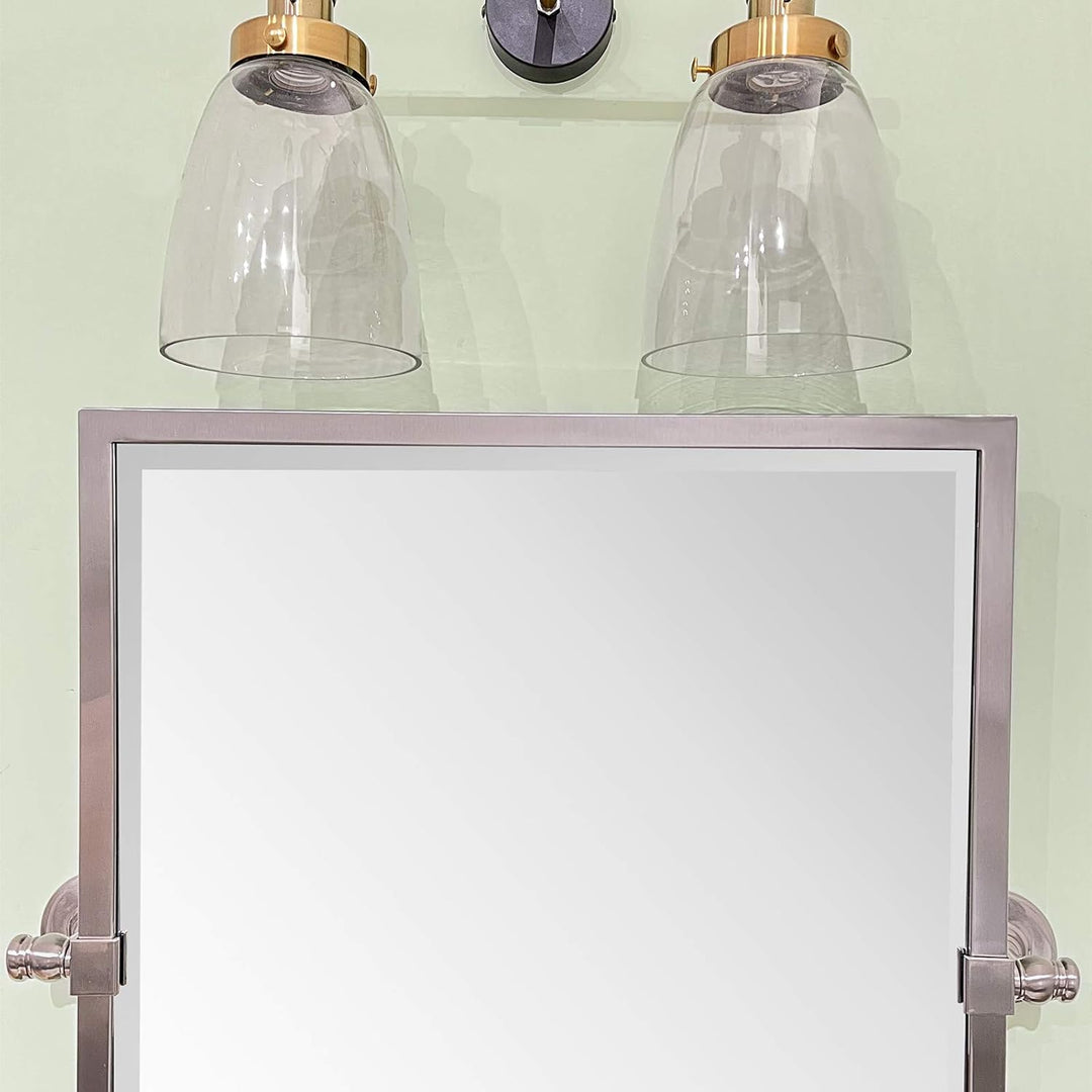 58 x 61 cm gebürstetes Nickel-Metallrahmen, schwenkbarer rechteckiger Badezimmerspiegel aus Edelstah