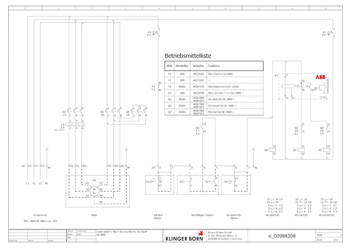 Stern-Dreieck-Starter auf DIN-Normschiene 15kW Uc:400V Überlastschutz 15-20A