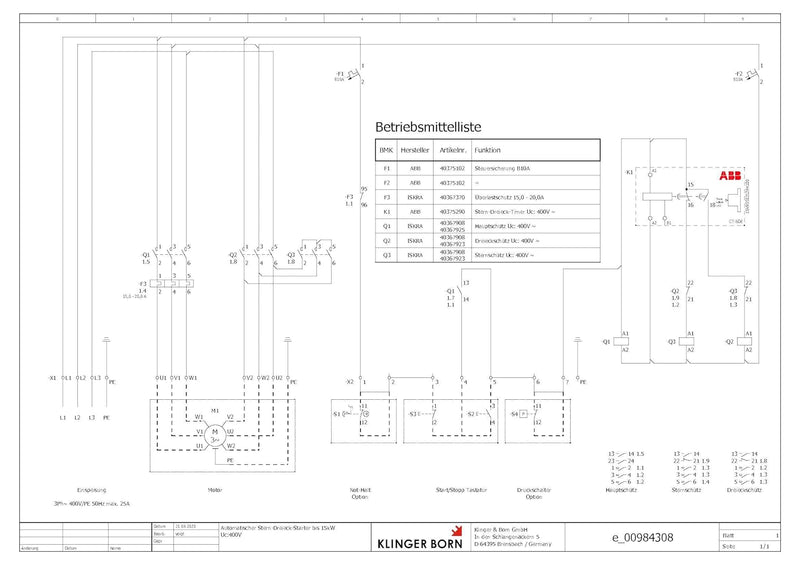 Stern-Dreieck-Starter auf DIN-Normschiene 15kW Uc:400V Überlastschutz 15-20A