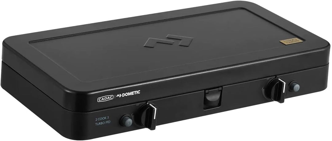 CADAC - 2 Cook 3 Turbo Deluxe und Camping-Kochbuch - Gas Tischgrill mit 2 Brennern und Rezeptbuch -