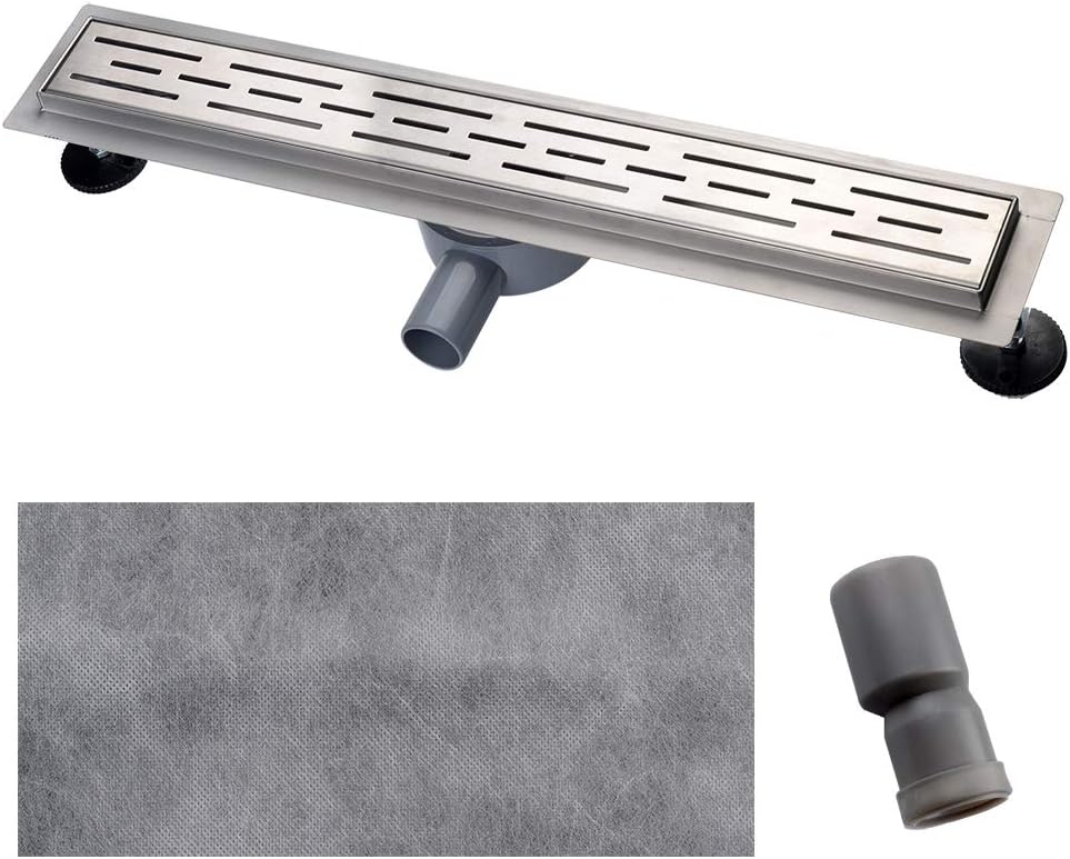 Duschrinne, 70cm,360?,Siphon mit Geruchsstop und Haarsieb Randablauf Befliesbar Edelstahl Ablaufrinn