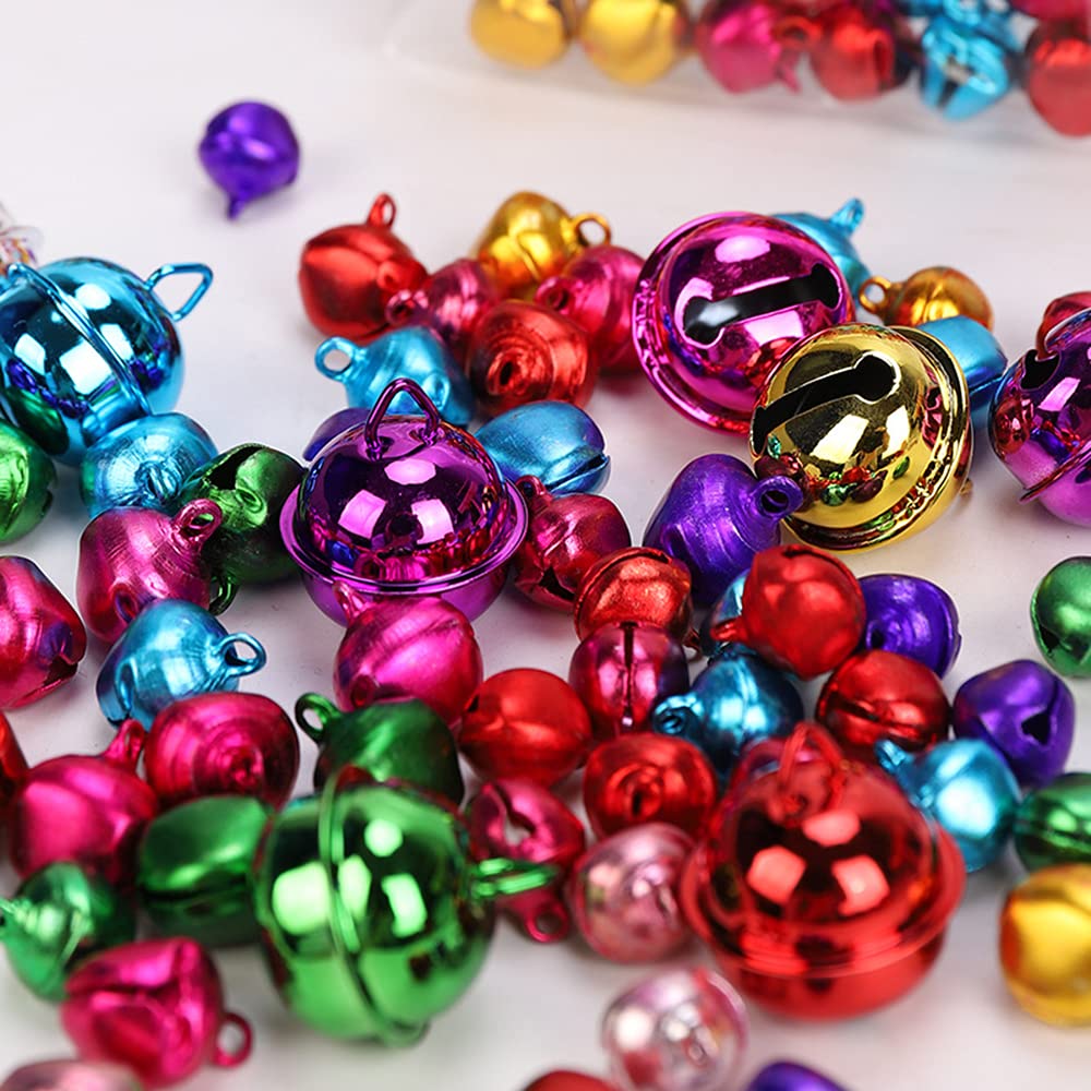 180 Stück Bunte Glöckchen Metallglöckchen,11.5mm 13.5mm 22mm Mix Klein Gross Schellen Glocken mit Ös