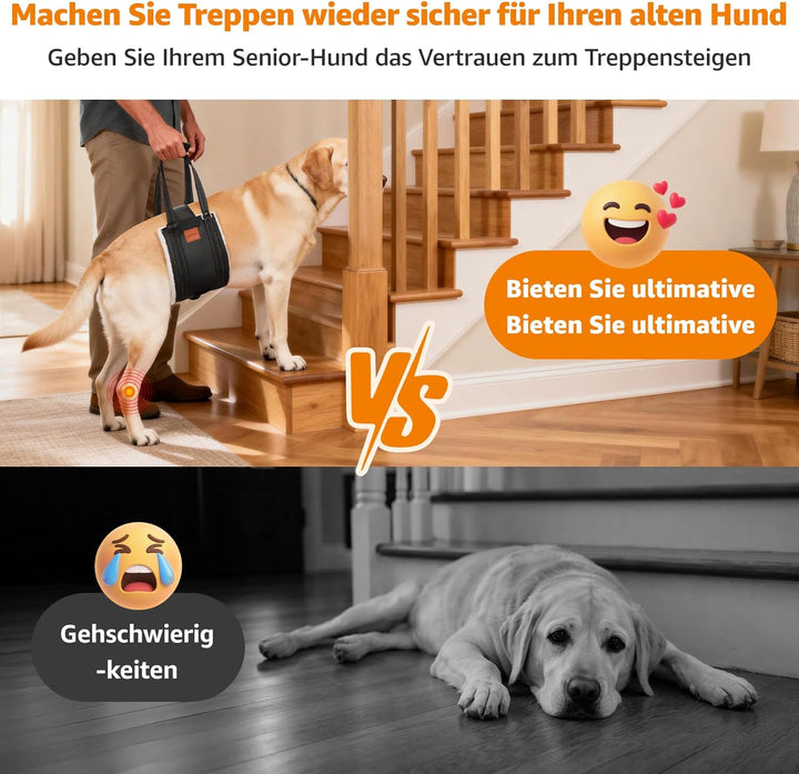 LOOBANI Hunde Tragehilfe mit Klettverschluss, verstellbare Gehhilfe für Hunde, weicher Hundetragegur