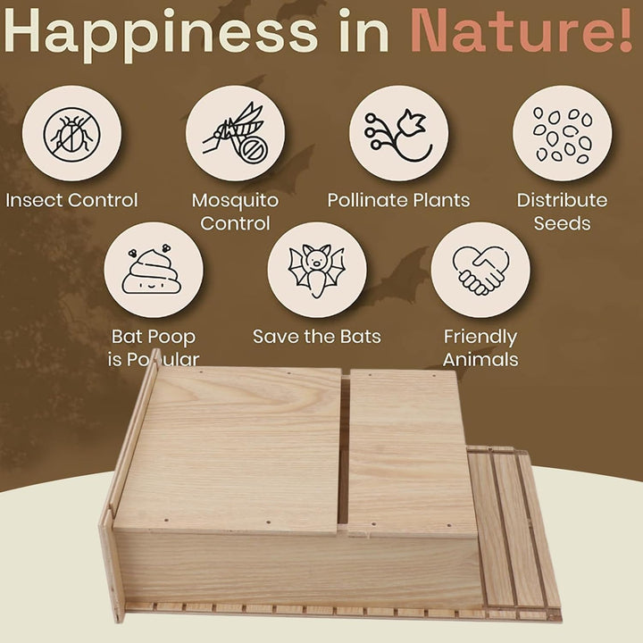 Jiawu Fledermaushaus-Bausatz, Grosses Fledermaushaus aus Holz für den Aussenbereich, Einstöckiger Fl