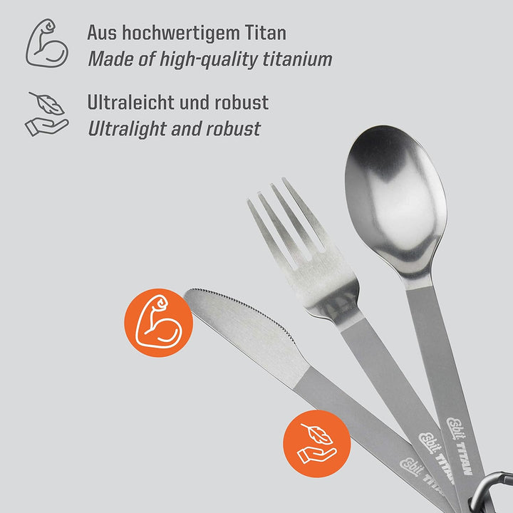 Esbit Titanbesteck, 3-teilig, ultraleicht Silber, Silber