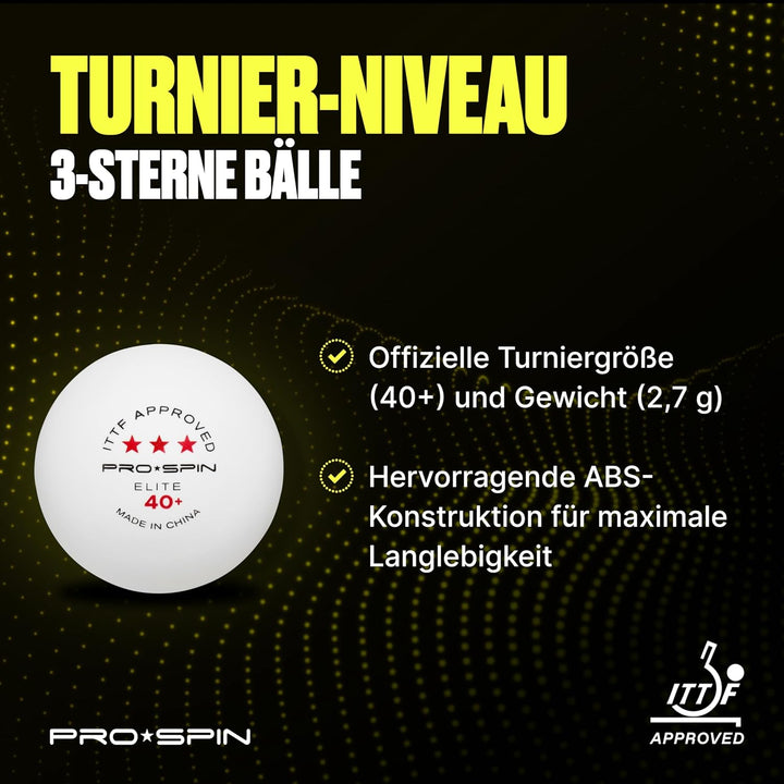PRO SPIN Tischtennisbälle -Weisse Tischtennisbällen 3 Sterne 40+ | Hochwertige ABS-Trainingsbälle |