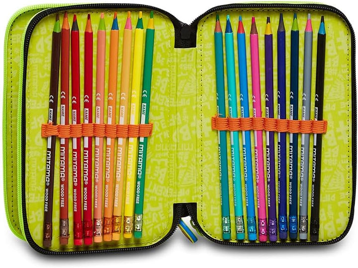 Mitama ASTUCCIO 3 Zip, Kinder und Jungen 3 Reissverschluss-ETUI, Schwarz, Taglia Unica